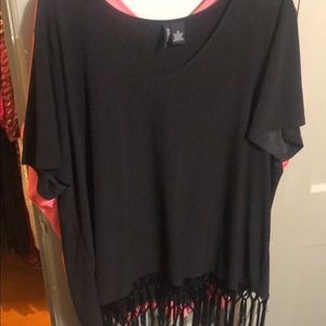 Black Tassel Plus Size Top